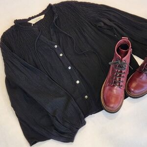 NWT || CITRINE || Lorelei blouse, black, gauze, button down, shirt, top, size sm